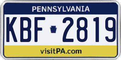PA license plate KBF2819