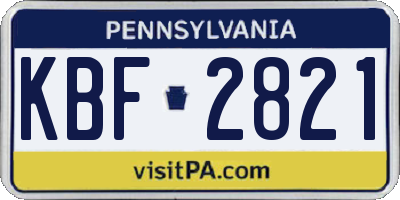 PA license plate KBF2821