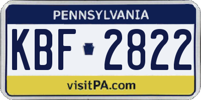 PA license plate KBF2822