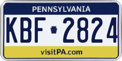 PA license plate KBF2824