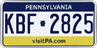 PA license plate KBF2825