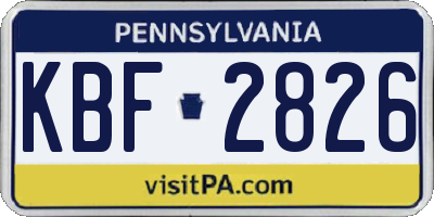 PA license plate KBF2826