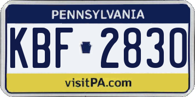 PA license plate KBF2830