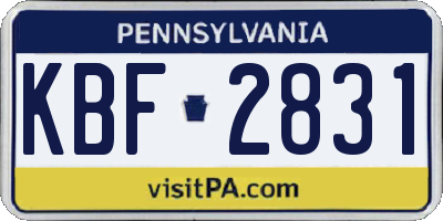 PA license plate KBF2831