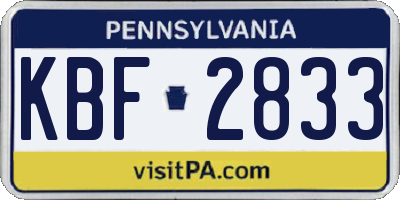 PA license plate KBF2833