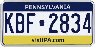 PA license plate KBF2834