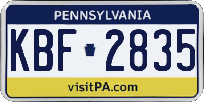 PA license plate KBF2835
