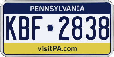 PA license plate KBF2838