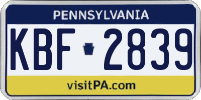 PA license plate KBF2839