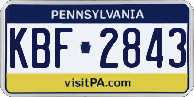 PA license plate KBF2843