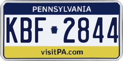 PA license plate KBF2844