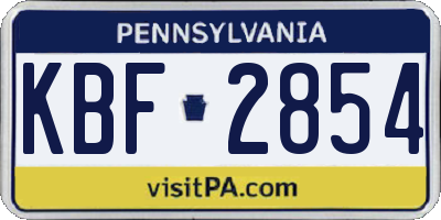 PA license plate KBF2854