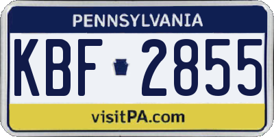 PA license plate KBF2855