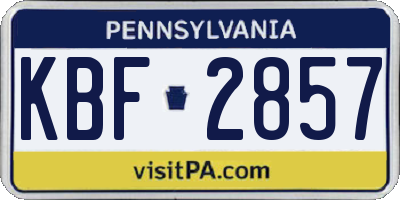 PA license plate KBF2857