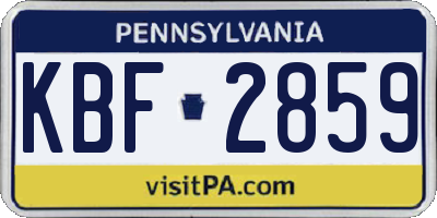 PA license plate KBF2859