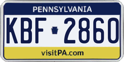 PA license plate KBF2860