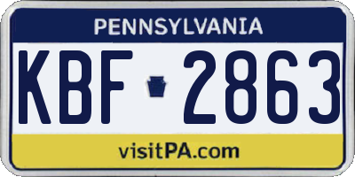 PA license plate KBF2863