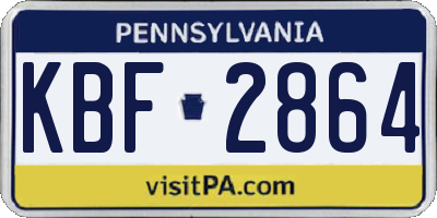 PA license plate KBF2864