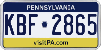 PA license plate KBF2865