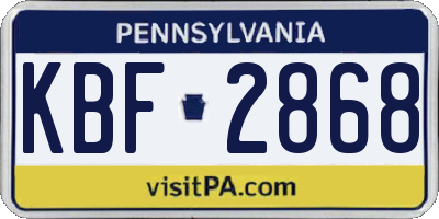 PA license plate KBF2868