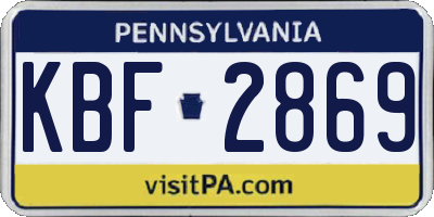 PA license plate KBF2869