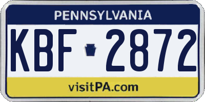 PA license plate KBF2872