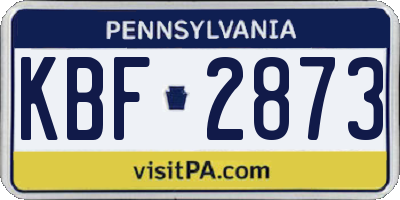 PA license plate KBF2873