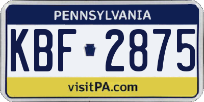 PA license plate KBF2875
