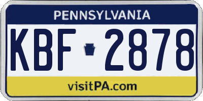 PA license plate KBF2878