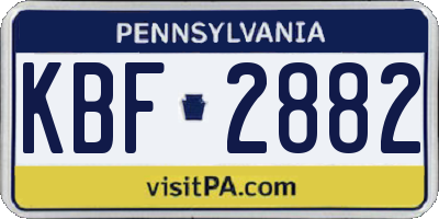 PA license plate KBF2882