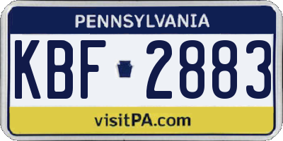 PA license plate KBF2883
