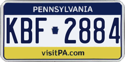 PA license plate KBF2884