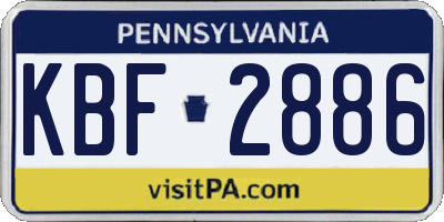 PA license plate KBF2886