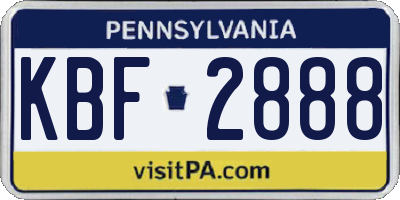 PA license plate KBF2888