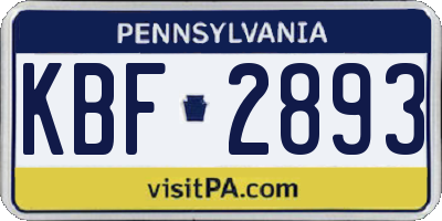 PA license plate KBF2893