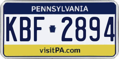 PA license plate KBF2894