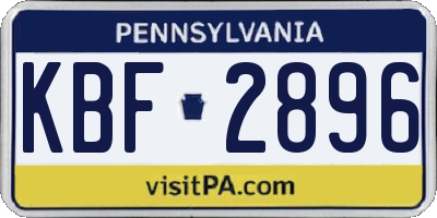 PA license plate KBF2896