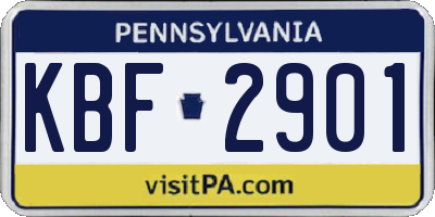 PA license plate KBF2901
