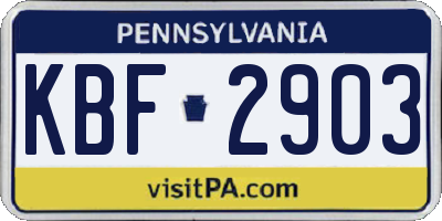 PA license plate KBF2903