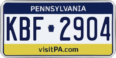 PA license plate KBF2904
