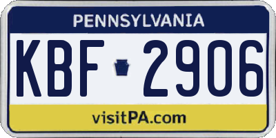 PA license plate KBF2906