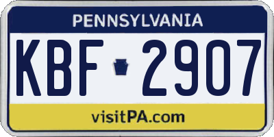 PA license plate KBF2907