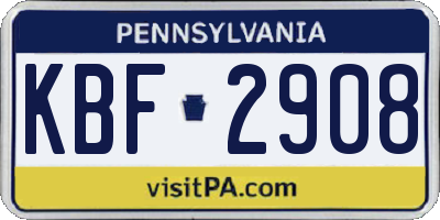 PA license plate KBF2908