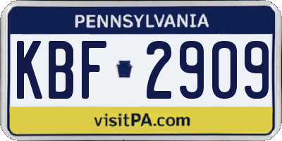 PA license plate KBF2909