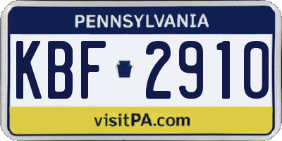PA license plate KBF2910