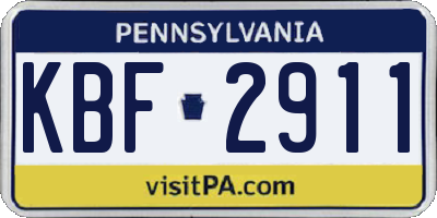 PA license plate KBF2911