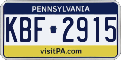 PA license plate KBF2915