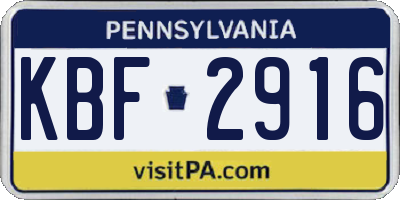 PA license plate KBF2916