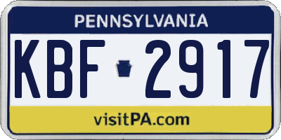 PA license plate KBF2917
