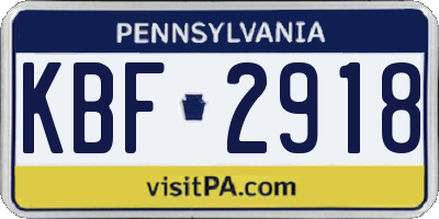 PA license plate KBF2918